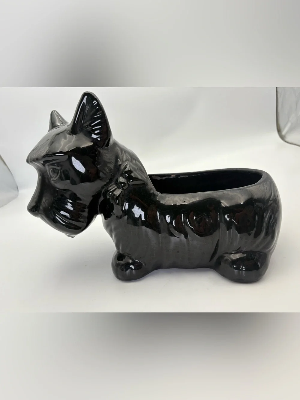 Vintage Black Ceramic Scottie Dog Planter - MCM Beauty